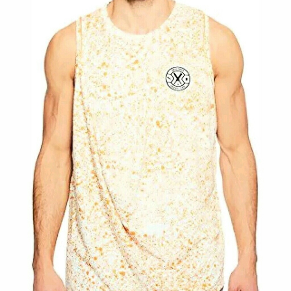 Puma Daily Paper Men Tank Top T-Shirt Size L Orange White New